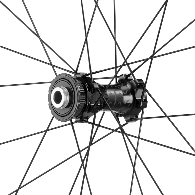 Roue gravel disque 700 Campagnolo levante avant noir centerlock tubeless ready axe traversant 12-100 24 rayons jante 25C - vue 3