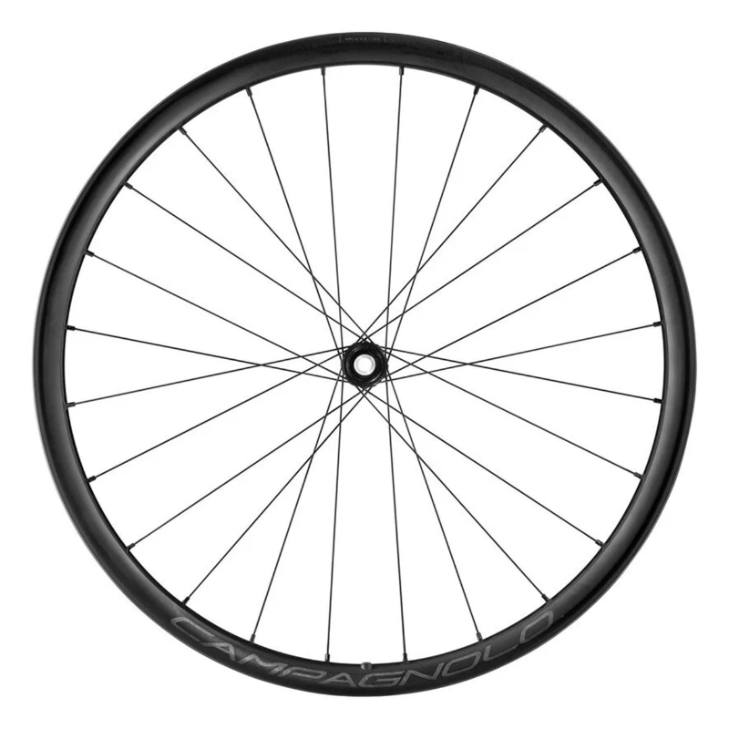 Roue gravel disque 700 Campagnolo levante avant noir centerlock tubeless ready axe traversant 12-100 24 rayons jante 25C - vue 4