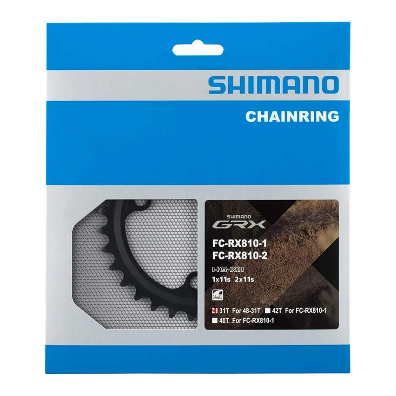 Plateau gravel 4BRA d.110 pour Shimano GRX double RX810 origine 31DTS interieur 11V. noir - vue 2