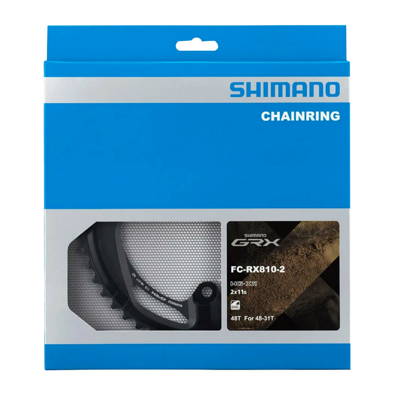 Plateau gravel 4BRA d.110 pour Shimano GRX double RX810 origine 48DTS exterieur 11V. noir - vue 2