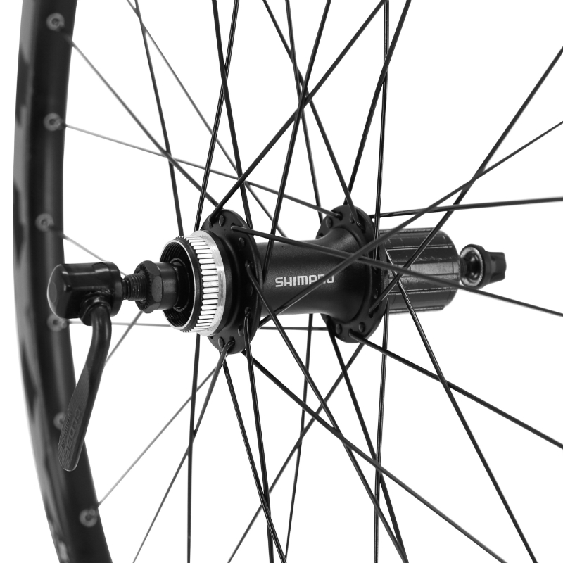 Roue VTT arrière 26" Velox disque blocage tubeless ready moyeu Shimano Acera QC400 cassette 11-10-9V jante 23C 32 rayons noir - vue 3