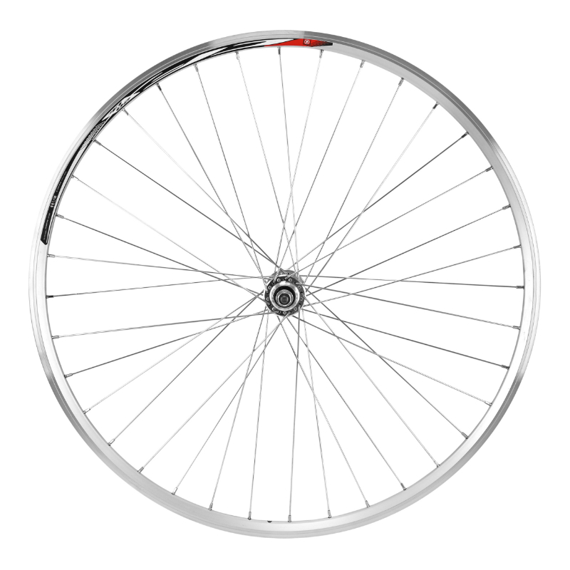 Roue route patin 700 Élan CFX argent avec écrous avant moyeu alu 32 rayons galva jante 13C VELOX - vue 2