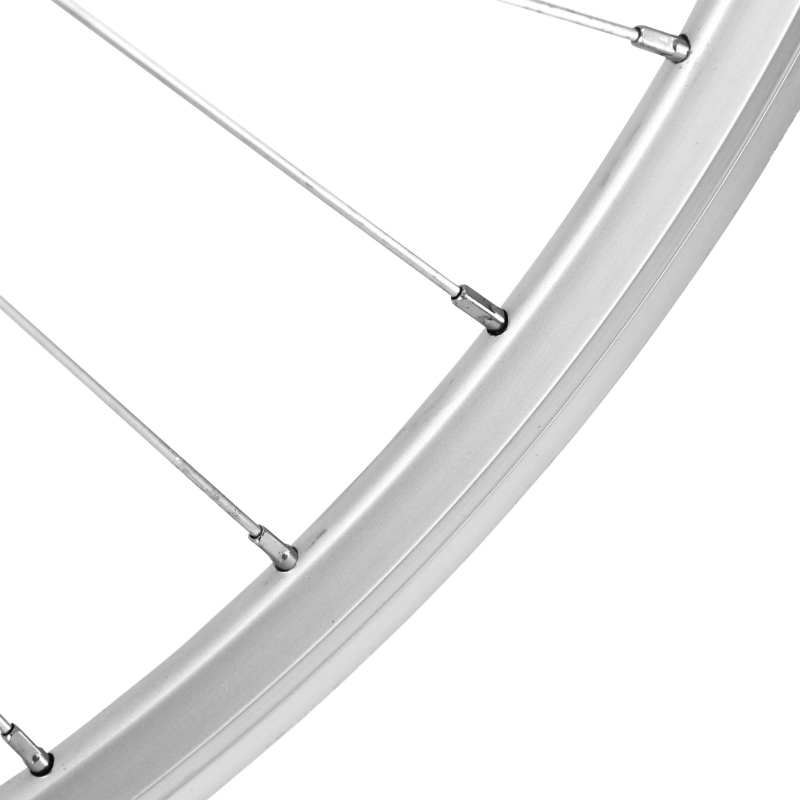 Roue route patin 700 Élan CFX argent avec écrous avant moyeu alu 32 rayons galva jante 13C VELOX - vue 4