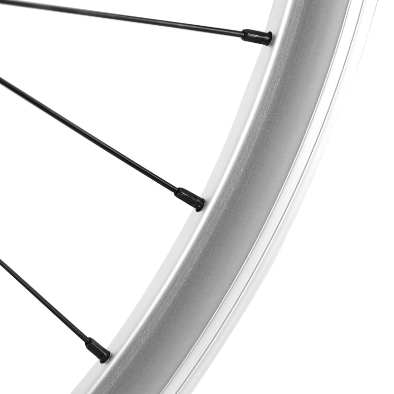 Roue route fixie patin P2R argent arrière double filetage flip flop avec pignon 16 DTS écrous jante 17C profil 28 mm - vue 4