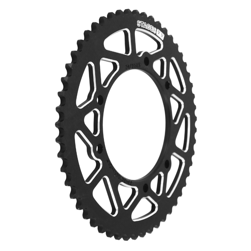 Couronne 420 53 DTS alu CNC noir Stage 6 - Aprilia 50 RX / Derbi 50 Senda X-Race / Rieju 50 MRT - vue 2