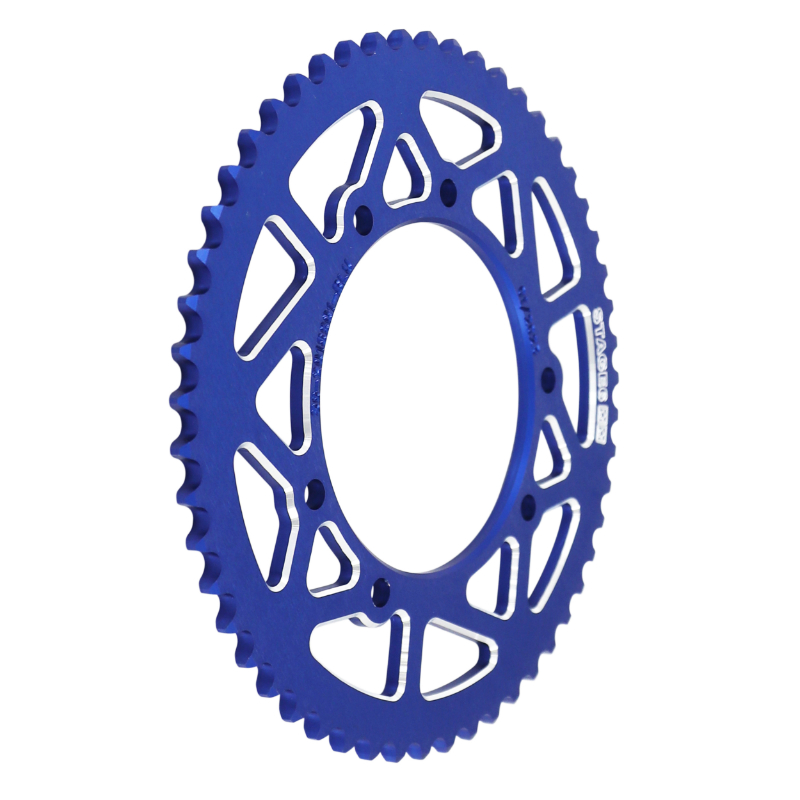 Couronne 50 adaptable Aprilia RX 2006-2017 / Derbi Senda X-Race 2004-2011 / Rieju MRT 2009+ 420 53 DTS alu CNC bleu (diam 105-124-8.5) Stage 6 - vue 2