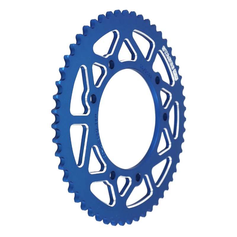 Couronne 50 à boîte adaptable Derbi 50 Senda DRD/DRD Pro 420 53 DTS alu CNC bleu (102-124.5-8.5) Stage 6 - vue 2