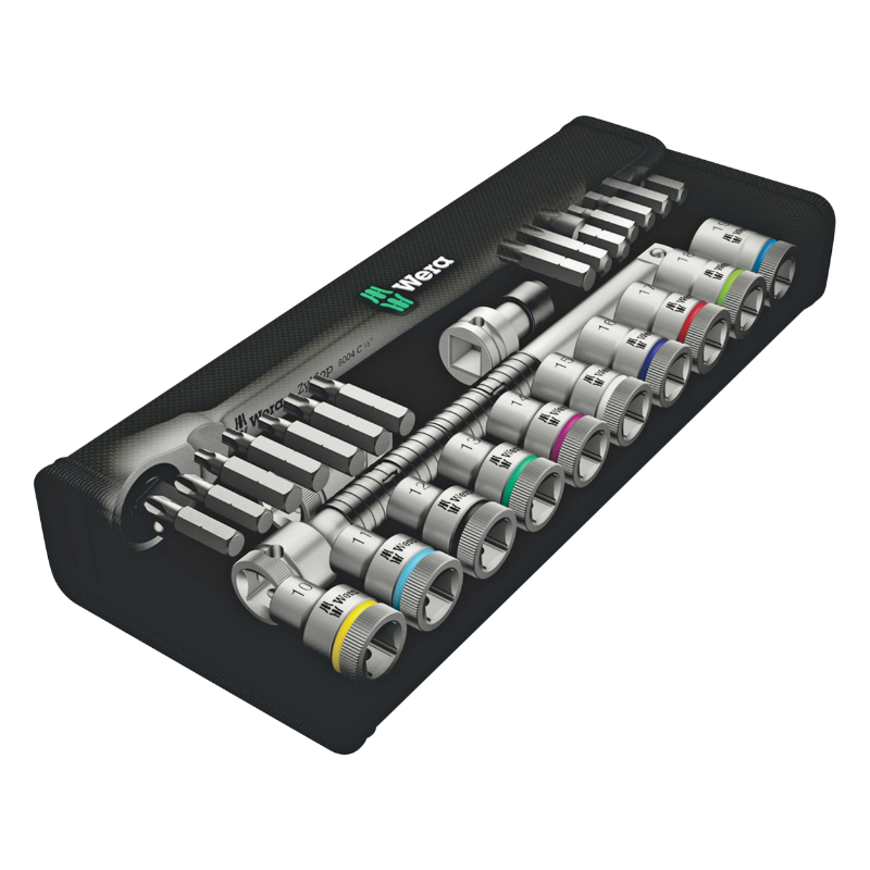 Cliquet Wera 8100 Zyklop Metal 1/2 métrique avec douilles et embouts chrome-molybdène - Set 28 pièces - vue 5