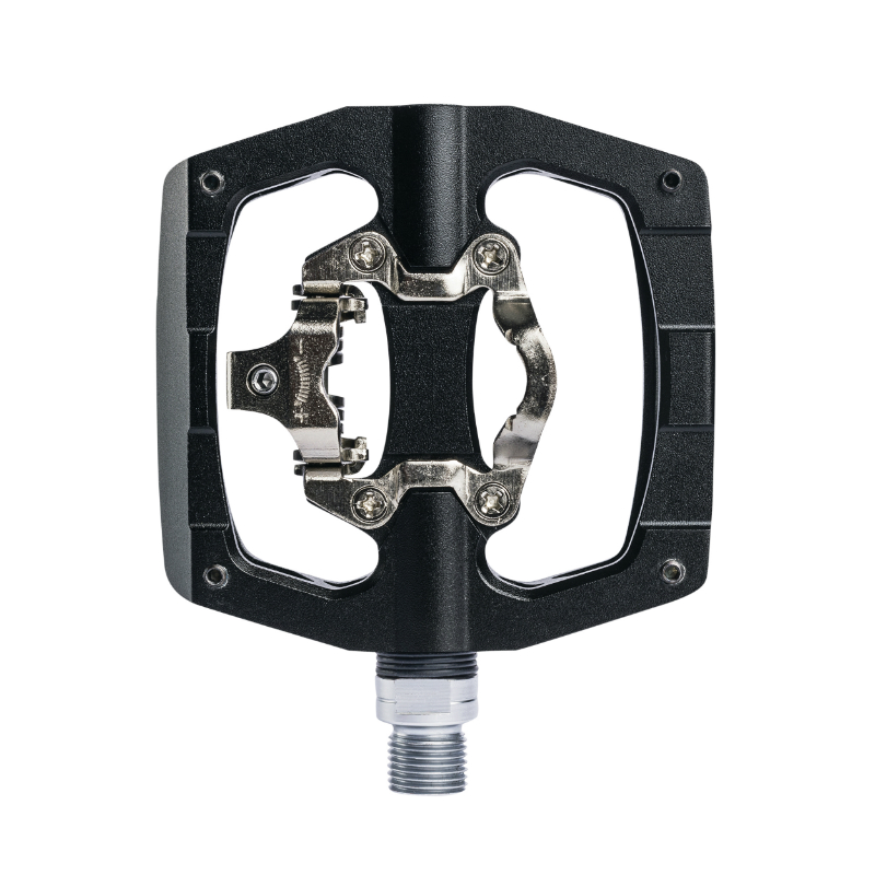 Pédales VTT plate Switch automatique ou standard alu CNC noir 90 x 90 mm compatible Shimano SPD (paire) - vue 2