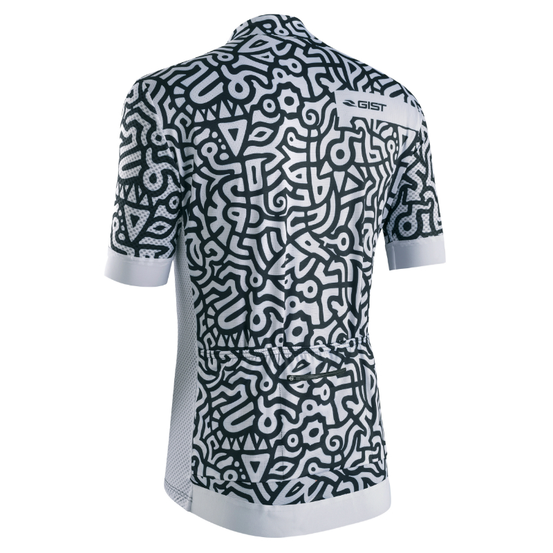 Maillot Gist été Paint manches courtes zip total noir-blanc XXL - vue 2