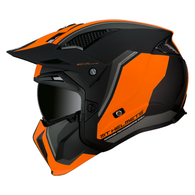 Casque MT Helmets Streetfighter SV S Twin C4 noir mat-orange fluo S simple écran transparent transformable avec mentonnière amovible - vue 2
