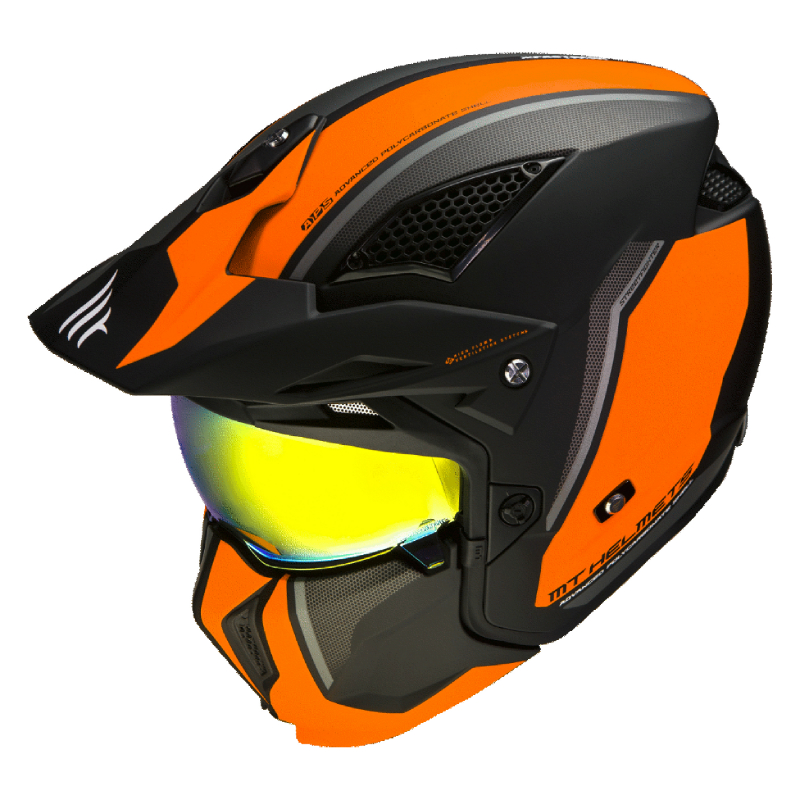 Casque MT Helmets Streetfighter SV S Twin C4 noir mat-orange fluo S simple écran transparent transformable avec mentonnière amovible - vue 5