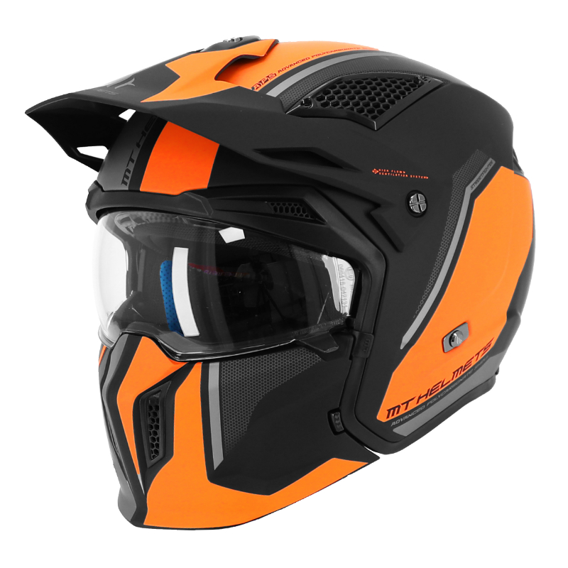 Casque MT Helmets Streetfighter SV S Twin C4 noir mat-orange fluo M avec écran transformable et mentonnière amovible