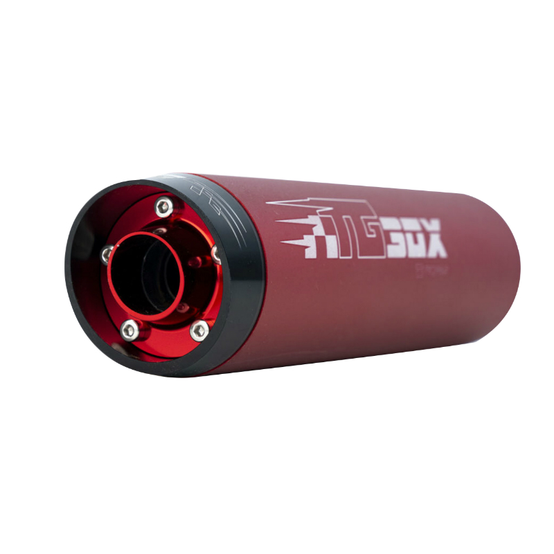 Silencieux Tecnigas E-Box 2 rouge passage bas MBK 50 X-Power Yamaha 50 TZR Rieju 50 RS3 RS2 RS1 - vue 2