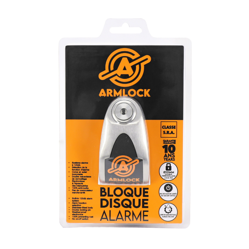 Antivol bloque disque Armlock CK9 inox avec alarme sonore diam 10 mm 120 dB classe SRA - vue 4