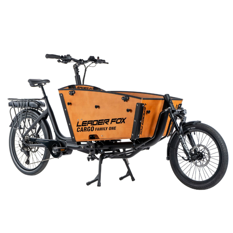 Vélo électrique cargo Leader Fox Family One 20-26 pouces mixte noir mat moteur central Bafang M420 36V 80Nm batterie 20Ah - vue 2