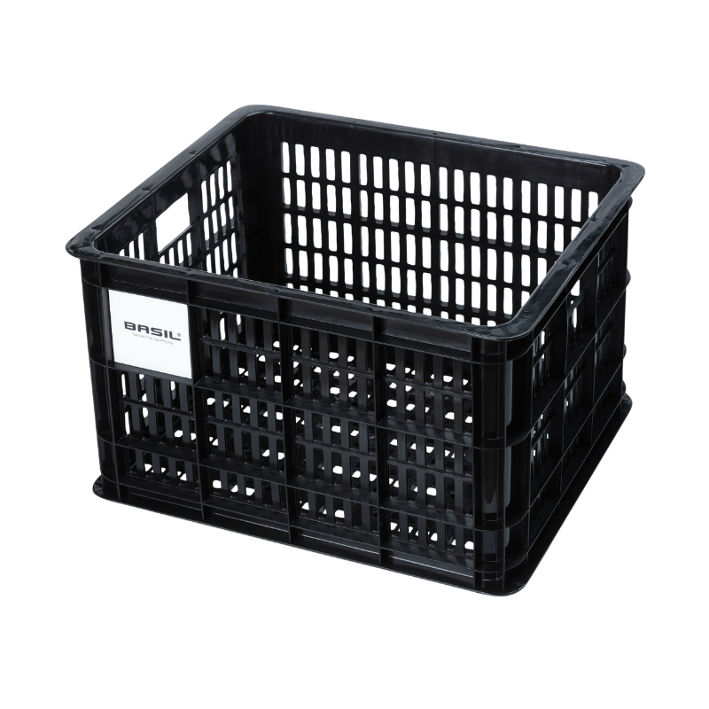 Panier caisse plastique recyclé Basil noir 29L avant-arrière 33x44x25cm - vue 2