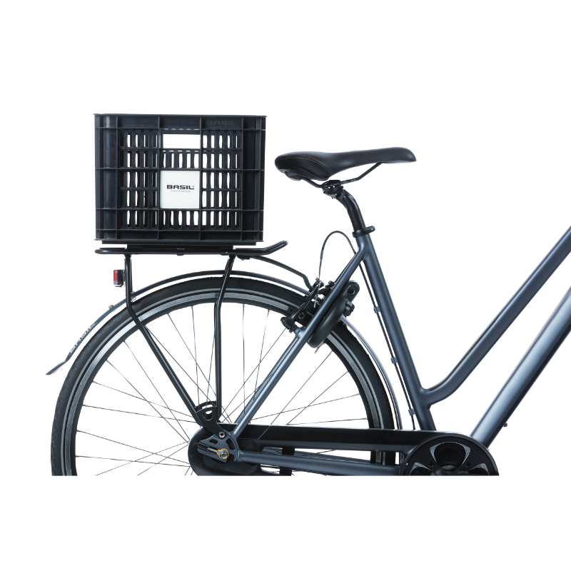 Panier caisse plastique recyclé Basil noir 29L avant-arrière 33x44x25cm - vue 7