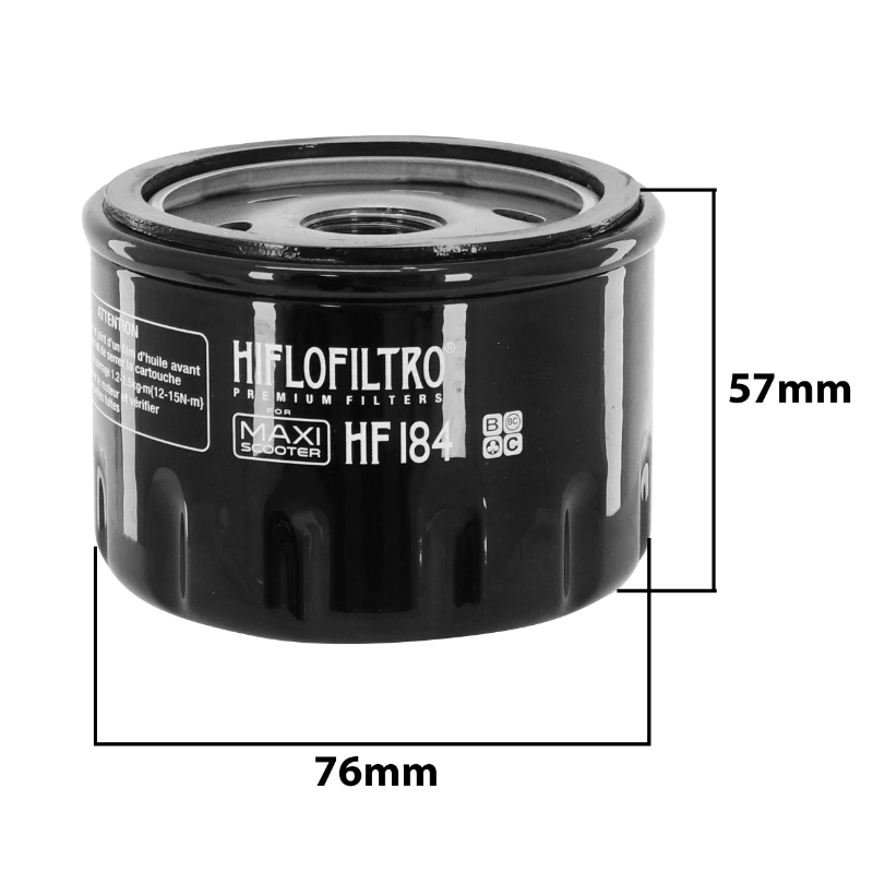 Filtre à huile Hiflofiltro HF184 maxiscooter adaptable Piaggio 500 X9, MP3, 400 MP3, Peugeot 500 Satelis, Aprilia 400-500 Atlantic-Scarabeo 2002+, Gilera 500 Nexus 2003+ - vue 2