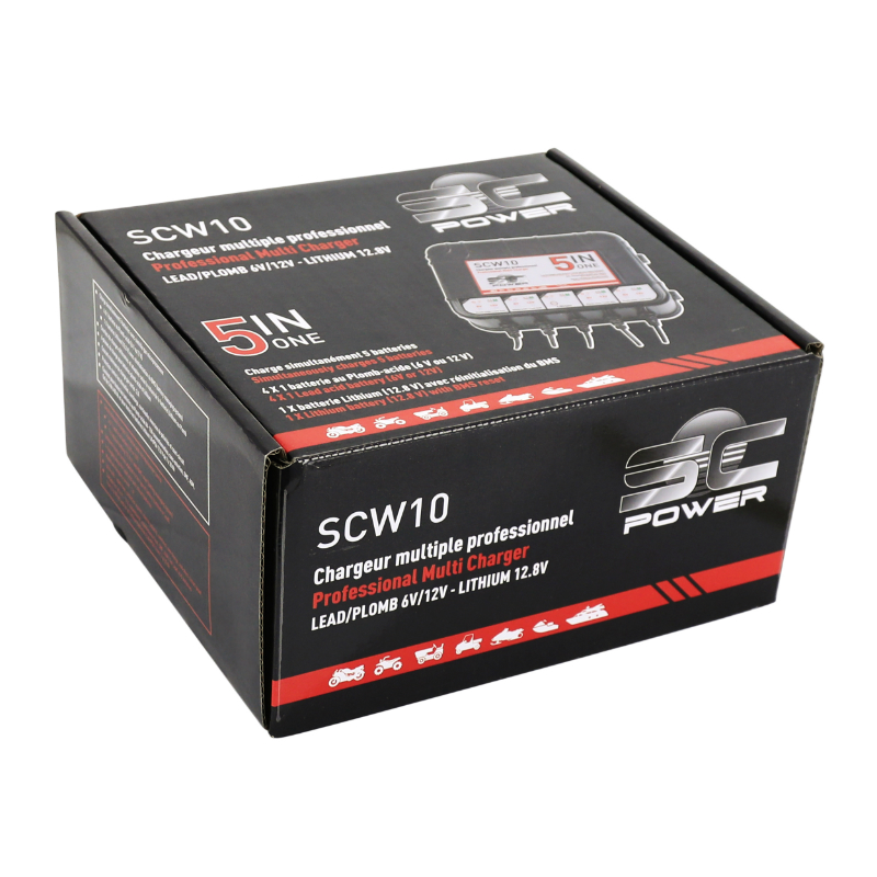 Chargeur de batterie et maintien de charge SC Power SCW10 professionnel 5 batteries 12V 2A - vue 3
