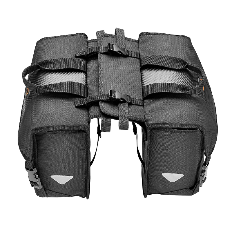 Sacoche arriere velo double Ibera adjustable noir 24L fixation universelle (33X13X28.5CM) - largeur reglable par velcro et clips pour tout porte bagage - vue 2