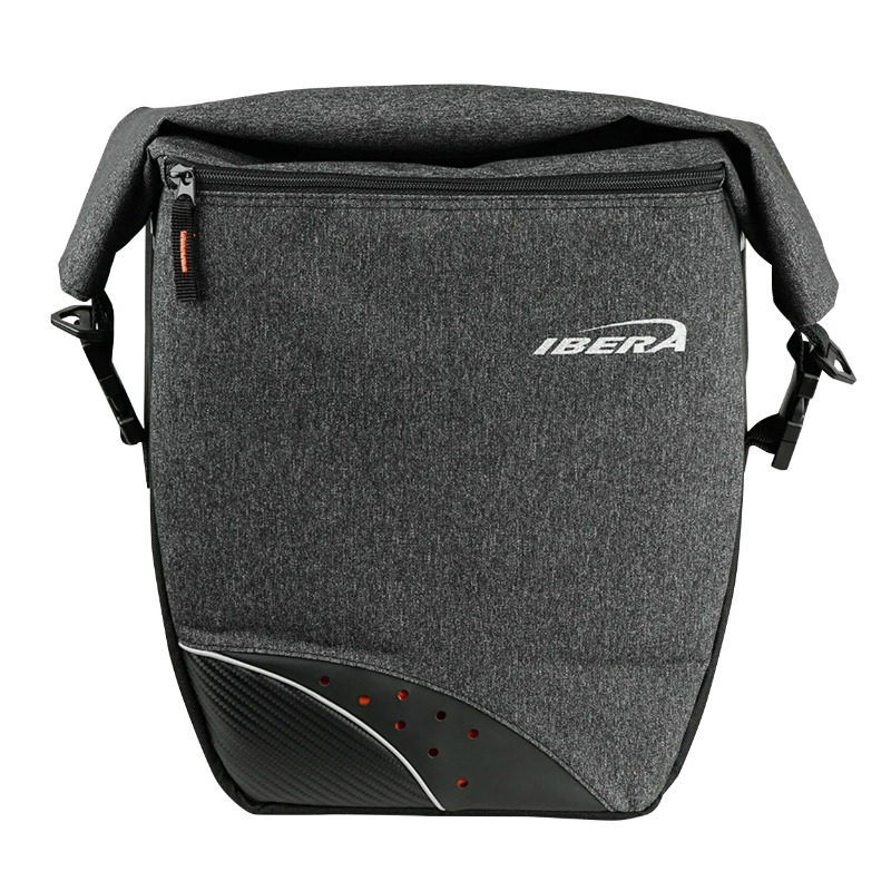 Sacoche arrière vélo latérale Ibera Pro grise 30L système Pakrak (32x16x34cm) - vue 2