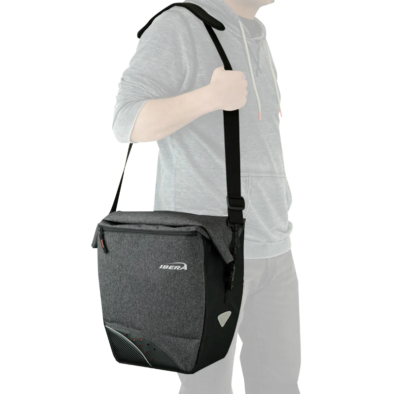 Sacoche arrière vélo latérale Ibera Pro grise 30L système Pakrak (32x16x34cm) - vue 4