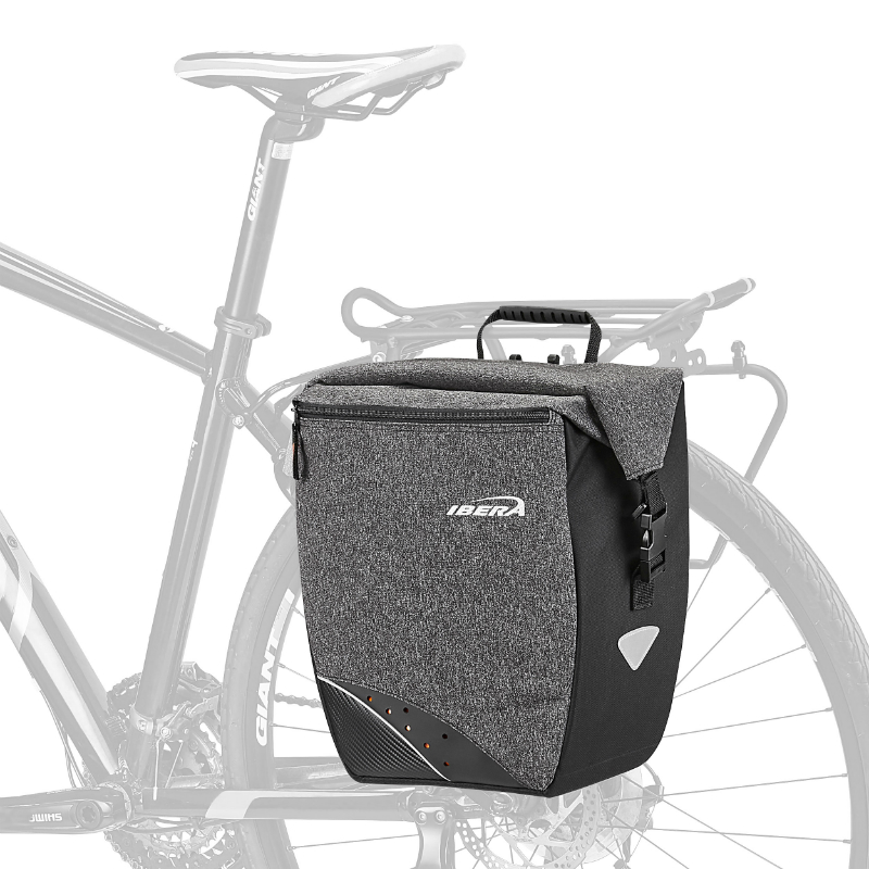 Sacoche arrière vélo latérale Ibera Pro grise 30L système Pakrak (32x16x34cm) - vue 5