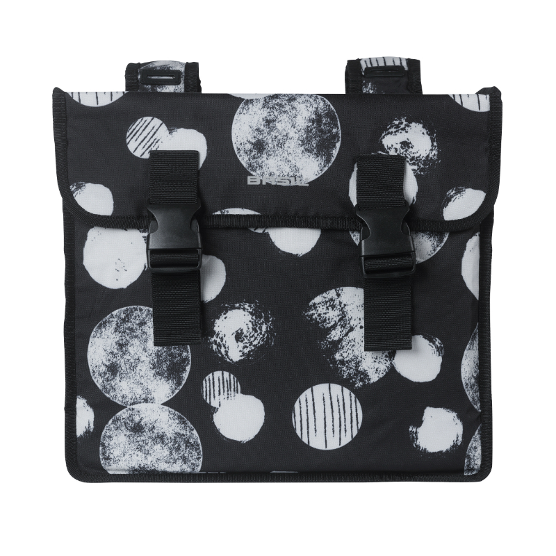 Sacoche arrière vélo double Basil Mara XL 35L noir avec motifs blancs 43x14x36cm - vue 2