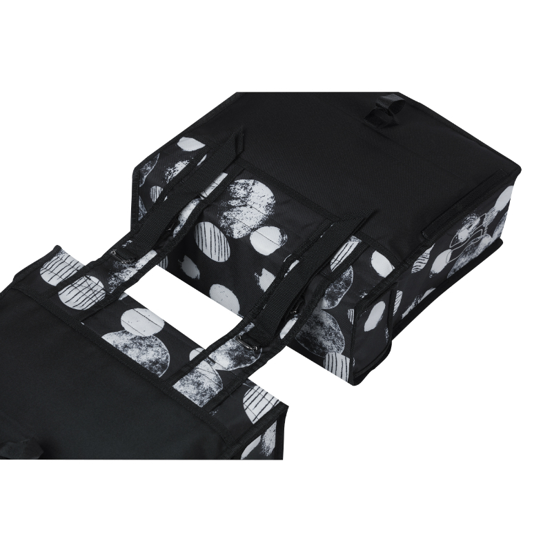 Sacoche arrière vélo double Basil Mara XL 35L noir avec motifs blancs 43x14x36cm - vue 4