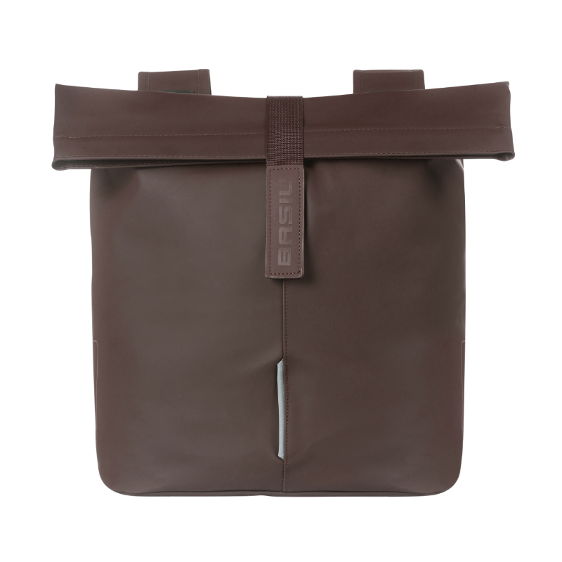 Sacoche arrière vélo double Basil cuir végan marron 28-32L fixation universelle - vue 2