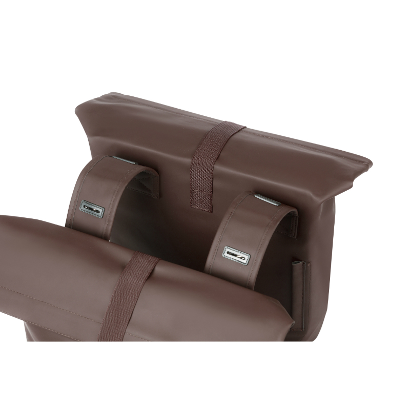 Sacoche arrière vélo double Basil cuir végan marron 28-32L fixation universelle - vue 3