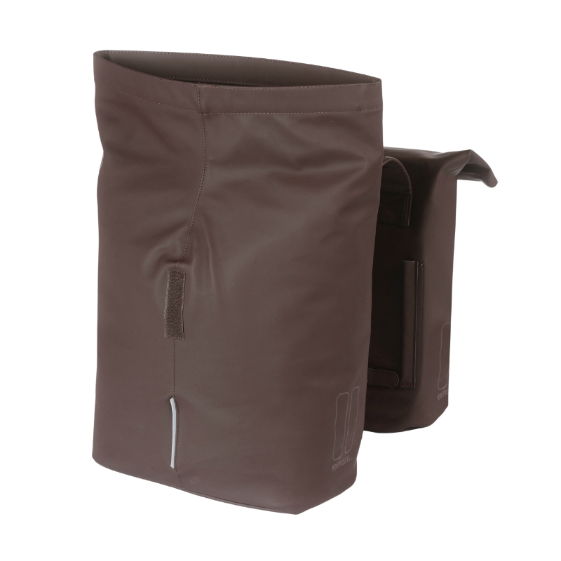 Sacoche arrière vélo double Basil cuir végan marron 28-32L fixation universelle - vue 5