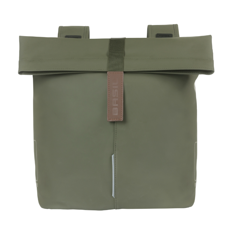 Sacoche arrière vélo double Basil vegan vert imitation cuir 28-32L - vue 2