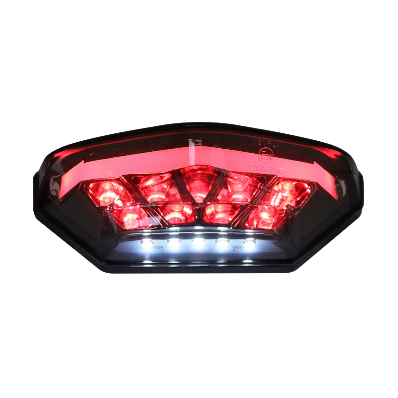Feu arrière moto universel AVOC Star à LEDs noir couvercle fumé 9 LEDs 3 fils homologué - vue 2