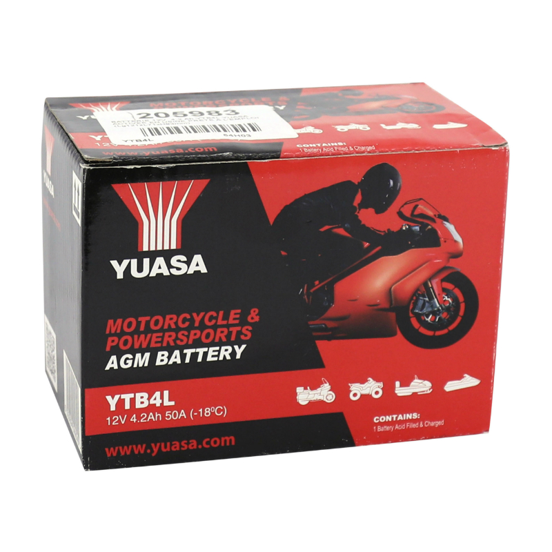Batterie 12V 4 ah YTB4L Yuasa sans entretien prete a l'emploi (lg121xl71xh93mm) (activee en usine-fa) - vue 2
