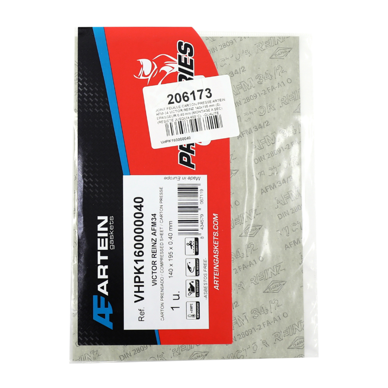 Joint feuille carton presse Artein AFM-34 victor reinz 140X195 MM (s) epaisseur 0,40 MM (montage a sec) (resiste jusqu'a 400°c) -qualite allemande - vue 3