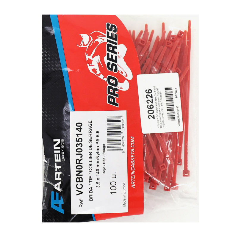 Sachet de 100 colliers à serre-câbles nylon rouge 3.5X140 Artein - vue 2