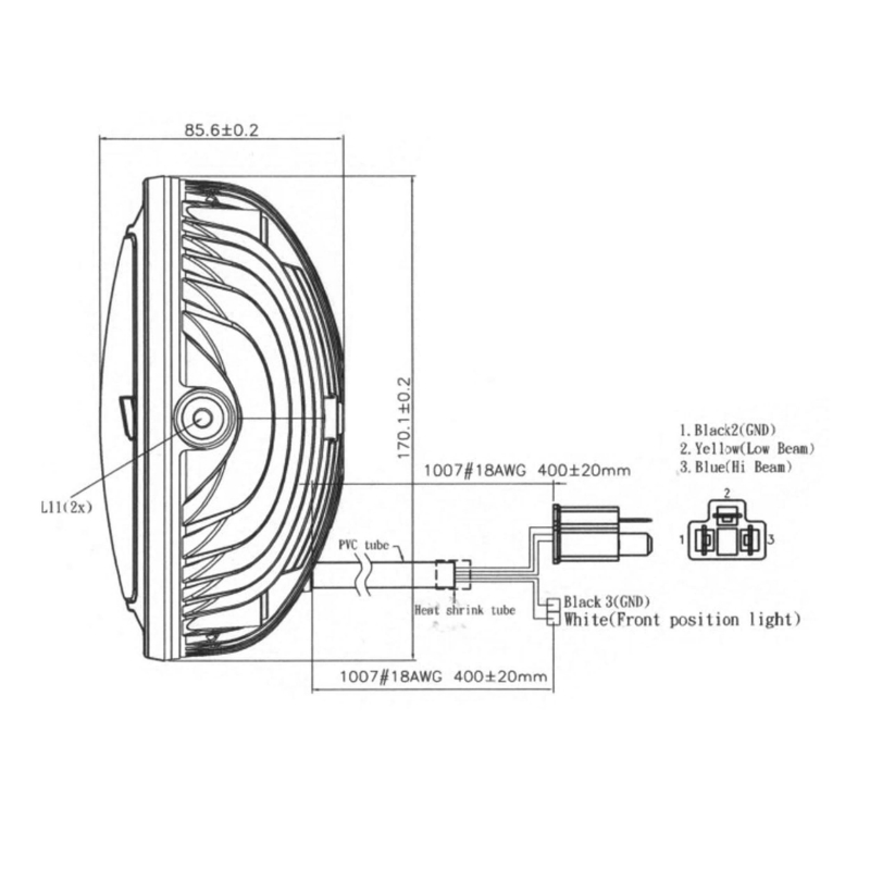 Phare optique moto Koso Thunderbolt II diamètre 170 mm LED noir homologué CE - vue 5