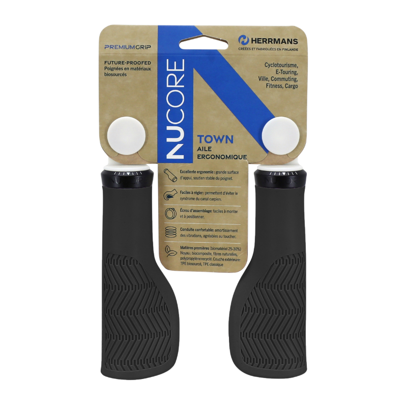 Poignée City Herrmans Nucore Town ergonomique avec lock-on noir L 130 mm diam 22 mm (paire) - vue 3
