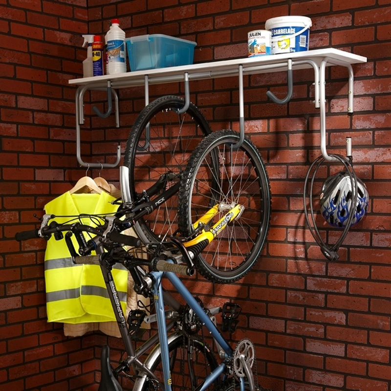 Présentoir support vélo mural MOTTEZ pour 5 vélos fixation sur roue 130x36 cm - vue 3