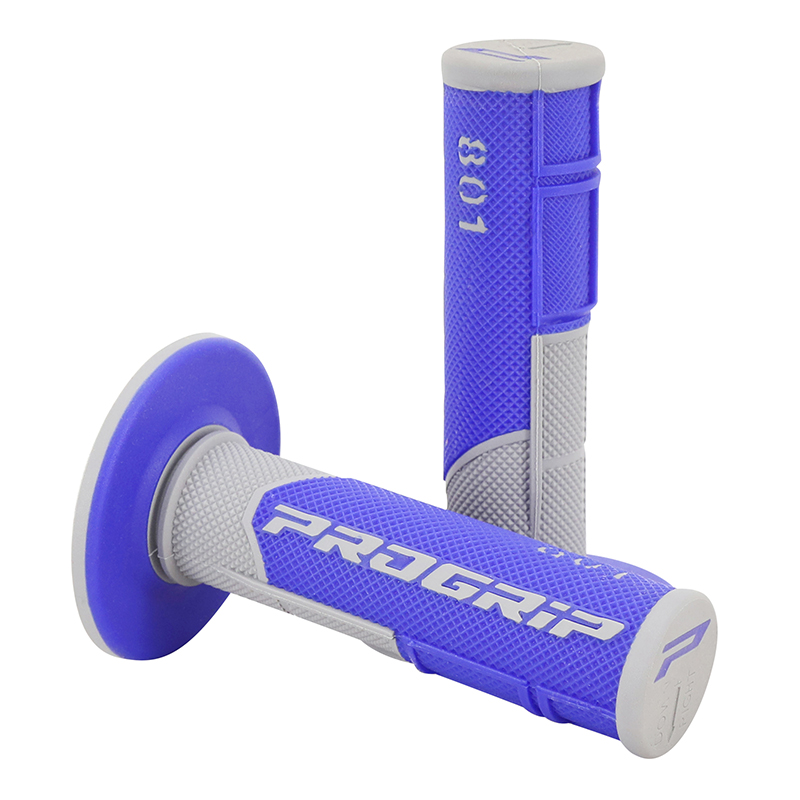 Revêtement poignée PROGRIP 801 double densité base gris-bleu closed end 115 mm (paire)