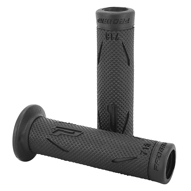 Revêtement poignée Progrip 718 double densité noir-titane open end 122 mm (paire)