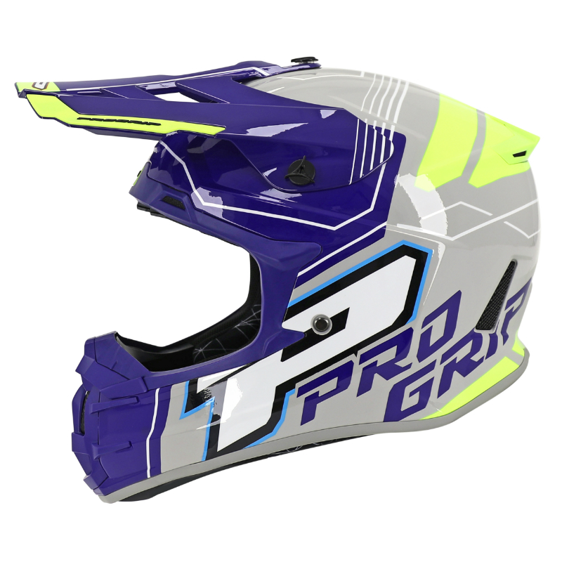 Casque cross adulte Progrip 3080 adventure gris-bleu-jaune fluo m (ece 22.06) - vue 2