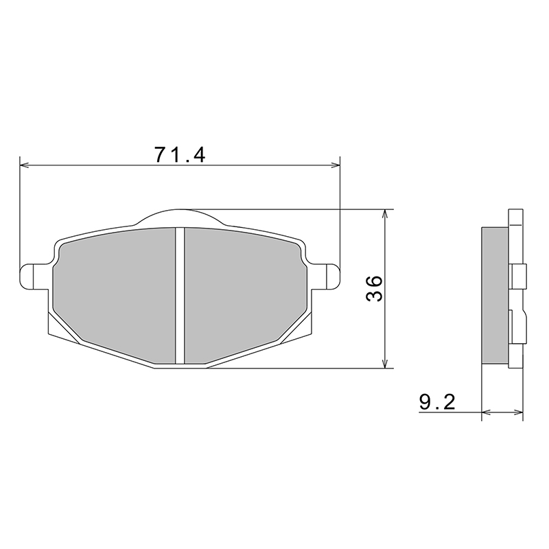Plaquette de frein Nissin pour yamaha 50 TZR 1992+2003 ar, 125 TDR 1993+ av-ar, 125 DT r 1988+2003 av-ar, 660 XT z tenere 1991+1996 ar - MBK 50 x-power 1992+2003 ar (A0260) (semi metal) -ece R90 - vue 2