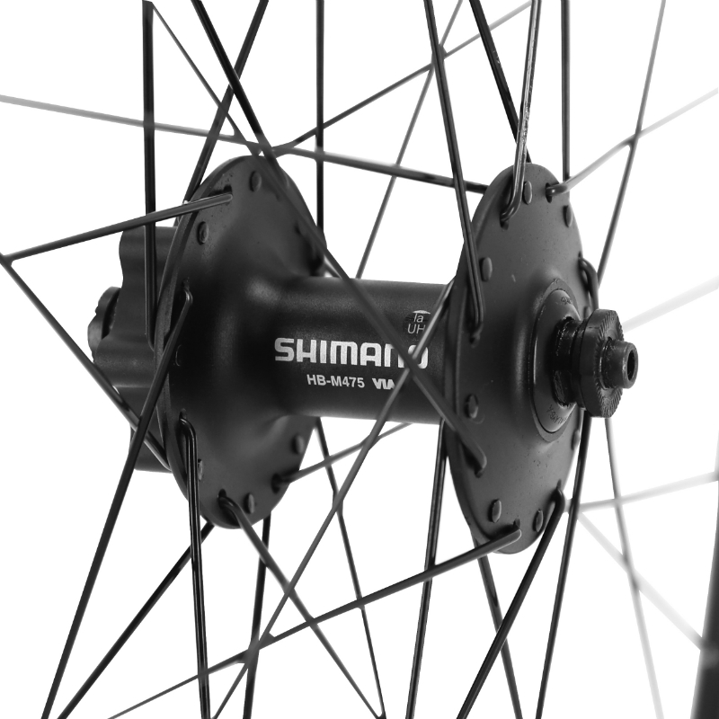 Roue gravel route disque 700 Pulse 19 avant moyeu Shimano Deore M475 disque 6 trous jante 19C 32 rayons noir tubeless ready - vue 3