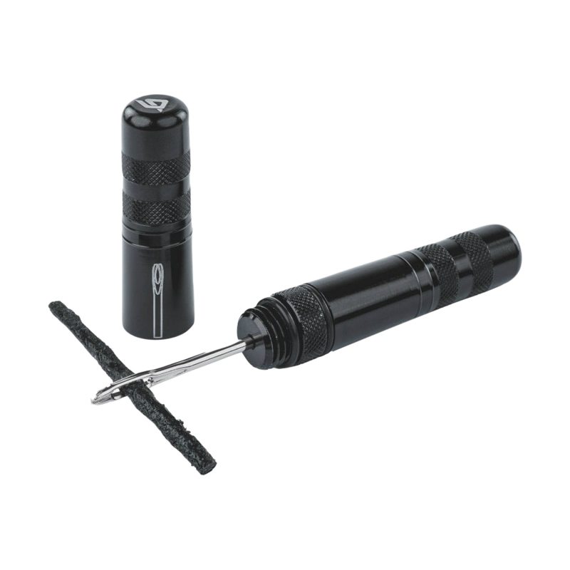 Kit réparation pneu tubeless route-VTT Hutchinson par l'extérieur avec mèches - capsule alu (5 mèches Ø 1,5 mm + 5 mèches Ø 3 mm + outil)