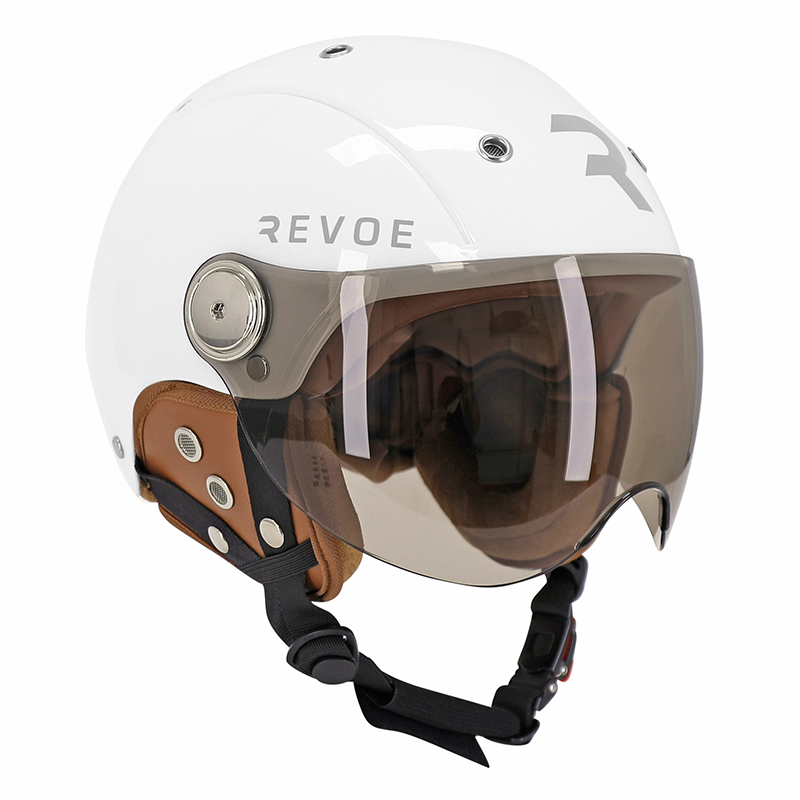 Casque vélo adulte REVOE Premium urbain-city blanc sky taille 59-60 visière réglable protection oreille amovible homologation EN1078+A1 - vue 2