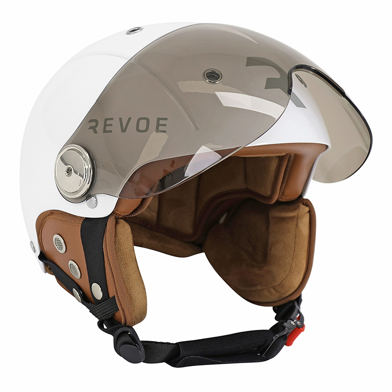 Casque vélo adulte REVOE Premium urbain-city blanc sky taille 59-60 visière réglable protection oreille amovible homologation EN1078+A1 - vue 3