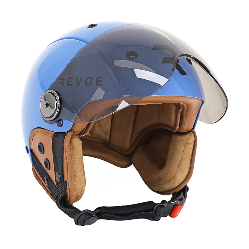 Casque vélo adulte REVOE Premium Urbain-City bleu pétrole taille 57-58 visière réglable protection oreille amovible homologation EN1078+A1 - vue 3